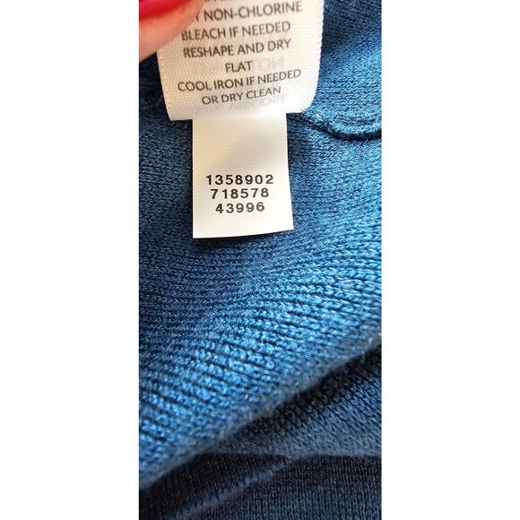 J. Jill Women's Long Sleeve Back Seamed Wool Stretch Sweater Dress Size M Teal - Picture 6 of 6